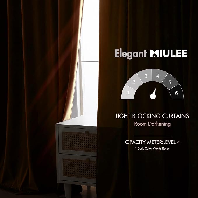 MIULEE Velvet Curtains 52x90 inches 2 Panels Fall Orange Blackout Curtains | - Image 5