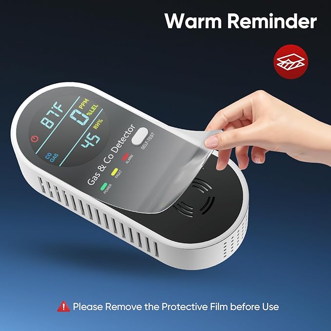 NICGOL Upgraded Natural Gas Leak Detector & Carbon Monoxide Detectors - 4 in 1 Natural, Propane, Co and Gas Detector -Carbon Monoxide Detectors Plug in -Temperature & Humidity for Home, RV (3 Packs)