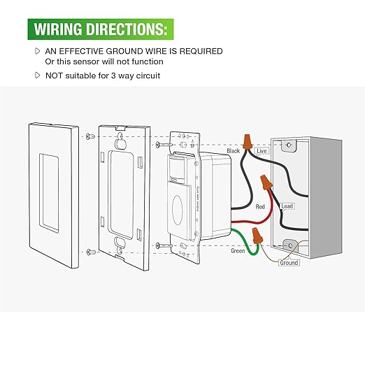 RAYZEEK Motion Sensor Light Switch, 5A, Single Pole, Ground Wire Required, OCC & VAC & Manual Selectable, PIR Infrared Motion Activated Wall Switch, UL Listed, Wall Plate Included, PC Fireproof