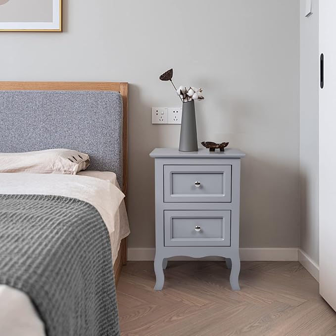 Bonnlo Gray Nightstand Set of 2, Nightstands - Image 2