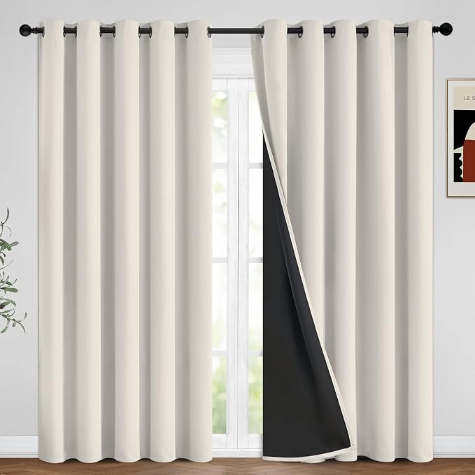 Yakamok Cream Blackout Curtains 96 inches Long by Yakamok