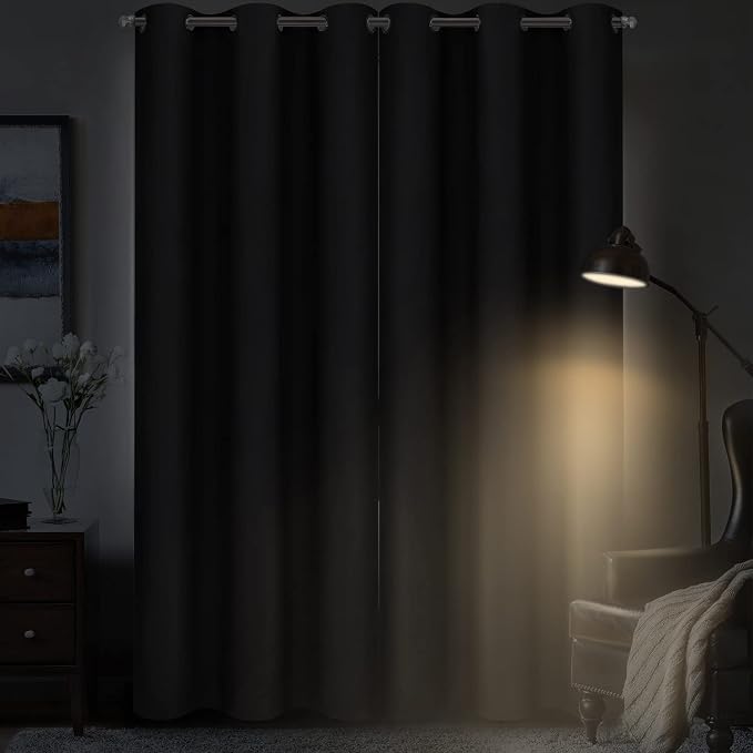 Diraysid Black Grommet Blackout Curtains - Image 4