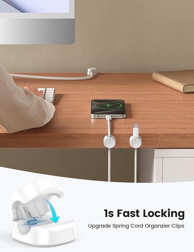 Lamicall 8 Pack Cord Organizer, Cable Management Clips | Spring-Powered Cord - Image 2
