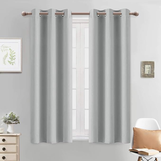 Yakamok Blackout Curtains 38x54 inch Light Grey Thermal Drapes-Bedroom | 2 by Yakamok