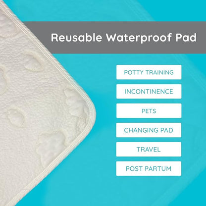 PUREgrace Tencel Waterproof Bed Pad - (36” x 24”) Washable and Reusable for Incontinence and Potty Training, Absorbent Underpad - Fits All Bed Sizes
