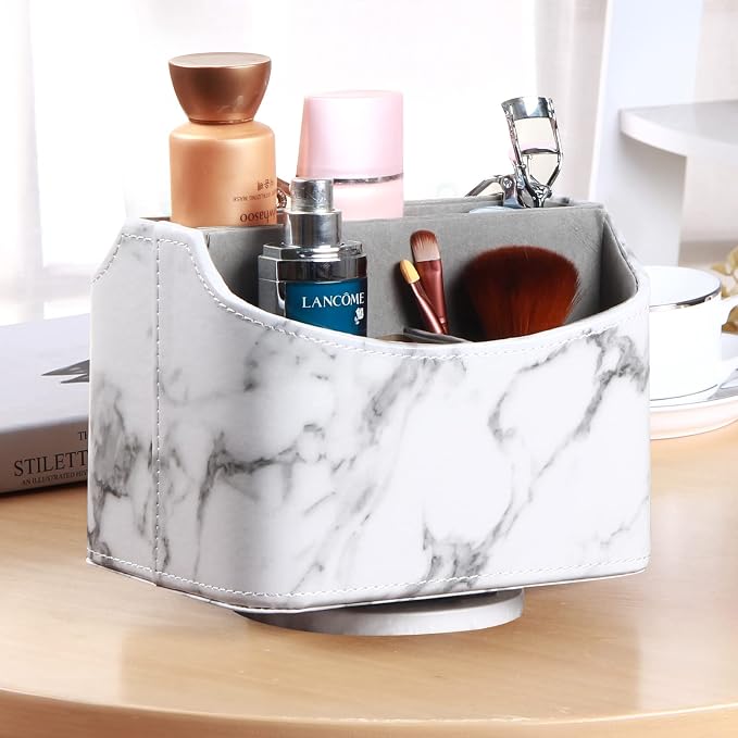 PU Leather 360° Rotatable Remote Control Holder, Nightstand TV Remote Caddy | - Image 3