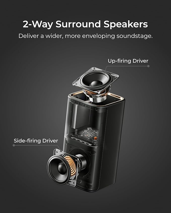 ULTIMEA Skywave X50 5.1.4ch Wireless Surround Sound System for TV, 760W Professional Sound Bar w/Dolby Atmos, 2 Wireless Surround Speakers & 8" Subwoofer, GaN Amplifier, 4K HDR Pass-Through, HDMI eARC