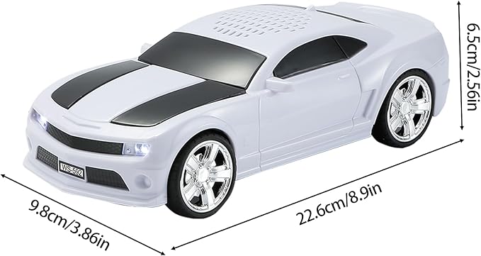 WSTER WS-592 Supercar Design Bluetooth Replica Speaker – Portable Car Model Wireless Speaker with TWS Stereo, FM Radio, LED Party Lights, USB/TF Playback, Hands-Free Calling, Microphone(White)
