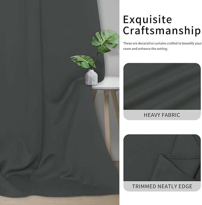 Easy-Going Thermal Grommet Blackout Curtains, 2 Panels 42x63 in, Dark Gray | - Image 5
