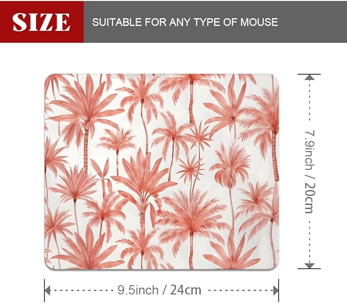 Perfect Paradise Tropical Palm Tree Floral Square Mouse pad, Texture, Waterproof, Anti Slip Rubber Base, Computer Mouse pad