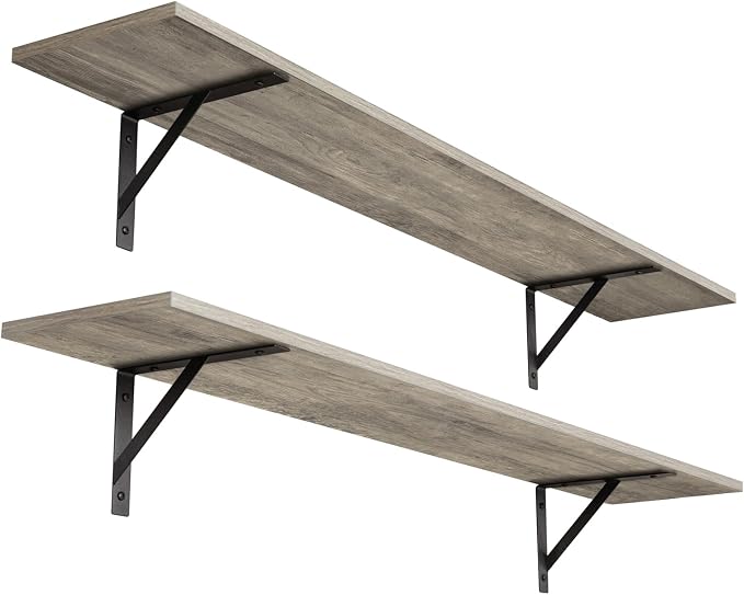 Long Wall Shelves, 47.3Inch Wooden Floating Shelves by DINZILVJ