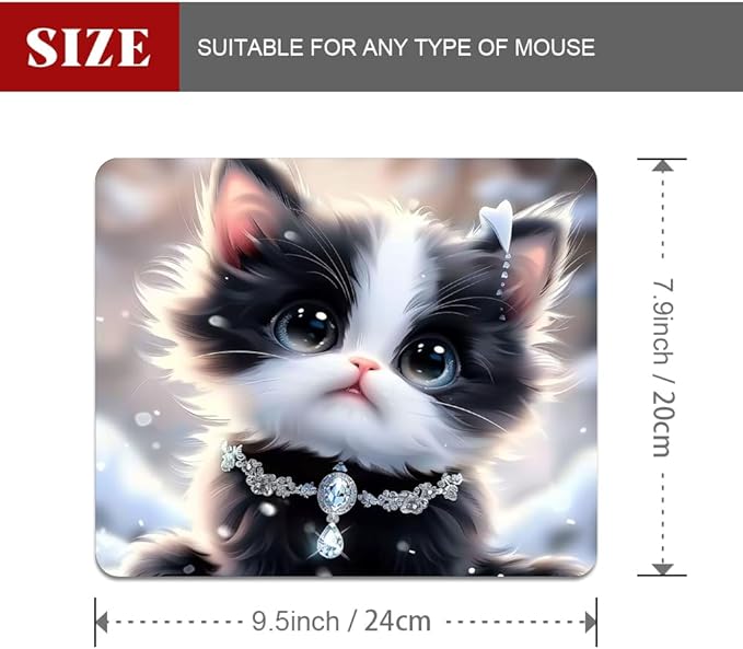Cute Cat Square Mouse pad, Texture, Waterproof, Anti Slip Rubber Base, Computer Mouse pad, Laptop Mouse pad