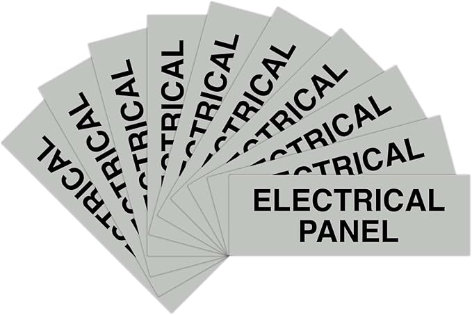 All Quality Basic Electrical Panel Sign - Fire Regulation Safety Compliance Sign - Lt Gray - Large (10 Pack)