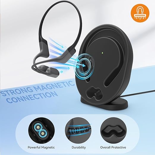 FEFAIA Wireless Charger Station Compatible with Shokz OpenRun Pro/OpenRun Standard Mini, 3.93ft Magnetic Charger Cable Charging Stand Holder Dock USB Power Cord Replacement for Shokz Headphones