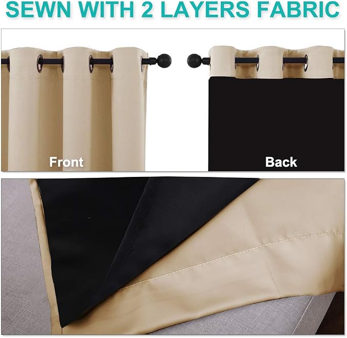NICETOWN Thermal Insulated 100% Blackout Curtains, Noise Reducing Performance - Image 5