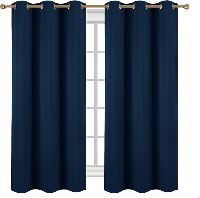 Diraysid Navy Blue Grommet Blackout Curtains - Image 2