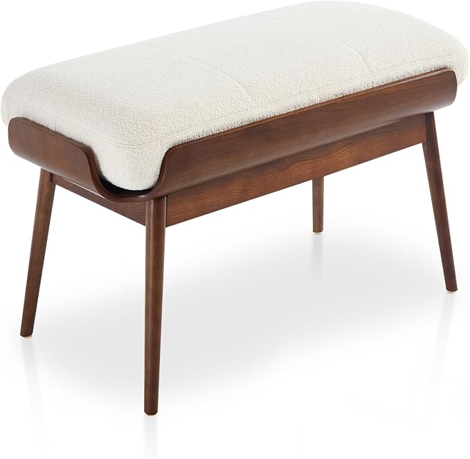 BFZ 37.4" Upholstered Bedroom Bench Walnut Wood Frame Entryway Bench | Padded by BFZFURNITURE