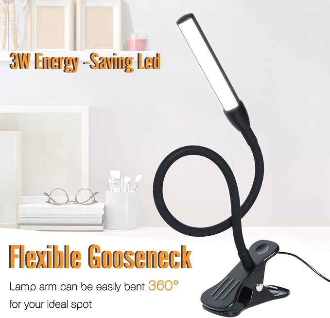 Clip on Reading Lamp, Clip Light, Warm & Daylight & White Light 3 Colors - Image 4