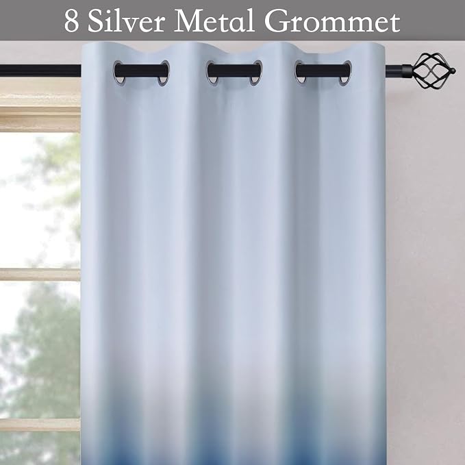 SimpleHome Ombre Gradient Blue White to Gray Curtains - Image 3