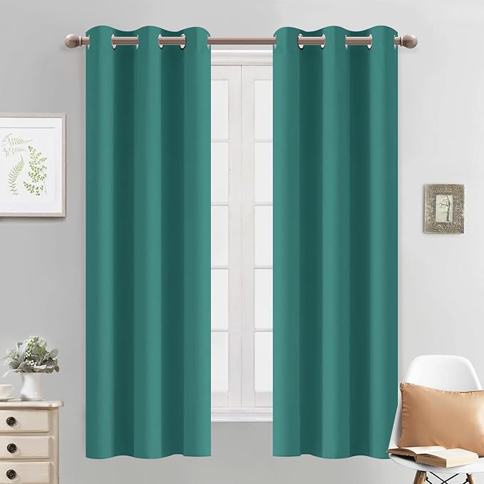 Yakamok Blackout Curtains 38x63 inch Teal Thermal Drapes-Bedroom | 2 panels by Yakamok