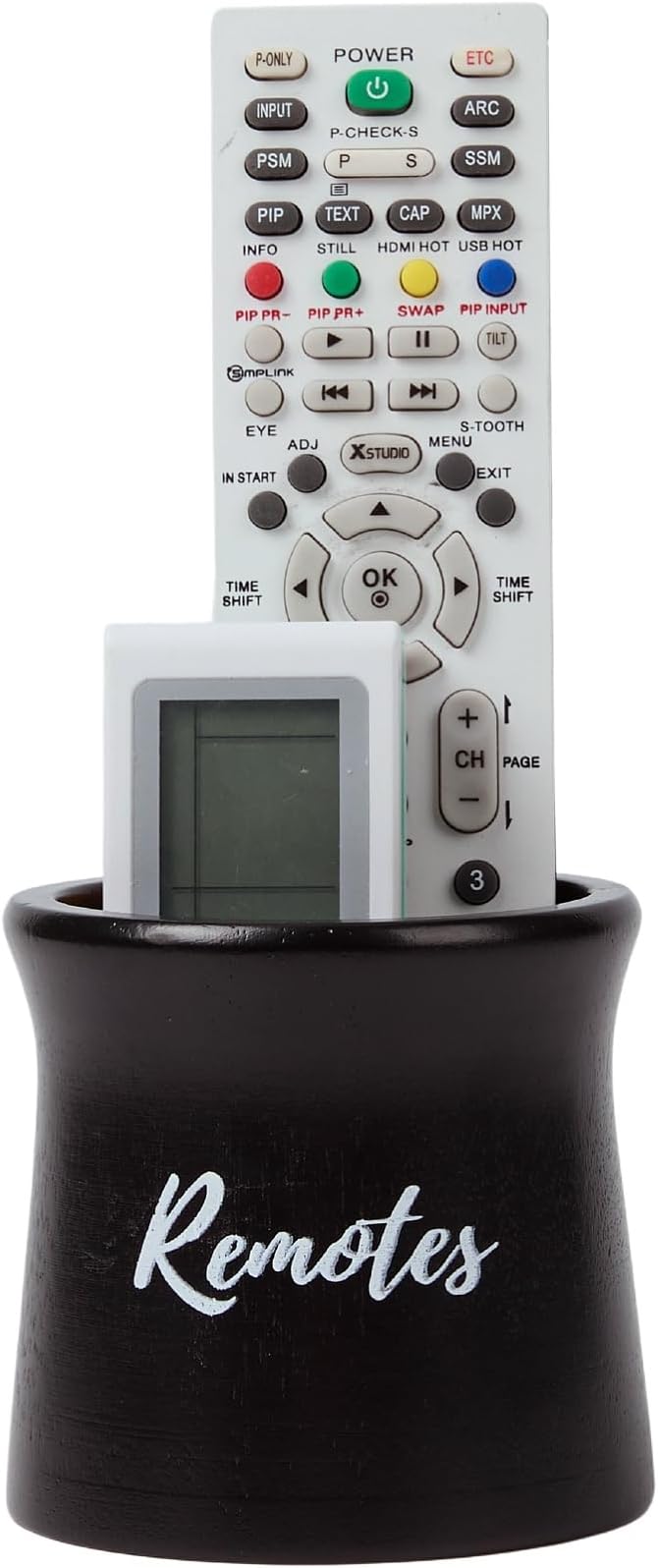 Small Black Wood Remote Control Holder, Organizer by THORNIA