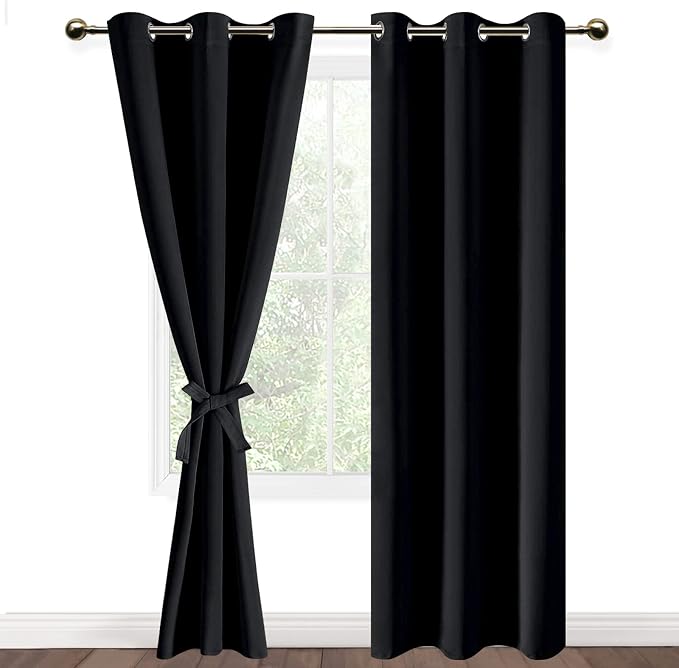 DWCN Black Blackout Curtains – Thermal Insulated Light Blocking Grommet Drapes - Image 8