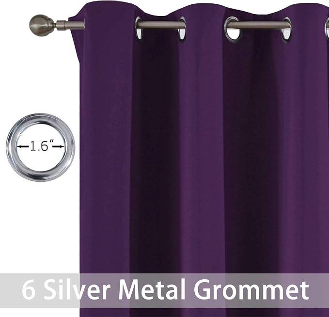 Yakamok Blackout Curtains 38x90 inch Purple Thermal Drapes-Bedroom | 2 panels - Image 2