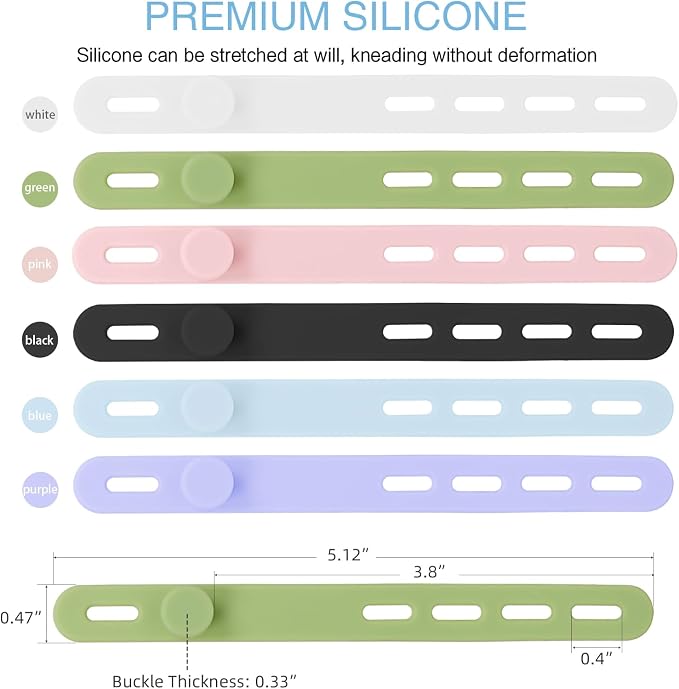 Donruby 30Pcs Silicone Cable Ties, Reusable Cord Organizer Straps, 6 Colors | - Image 2