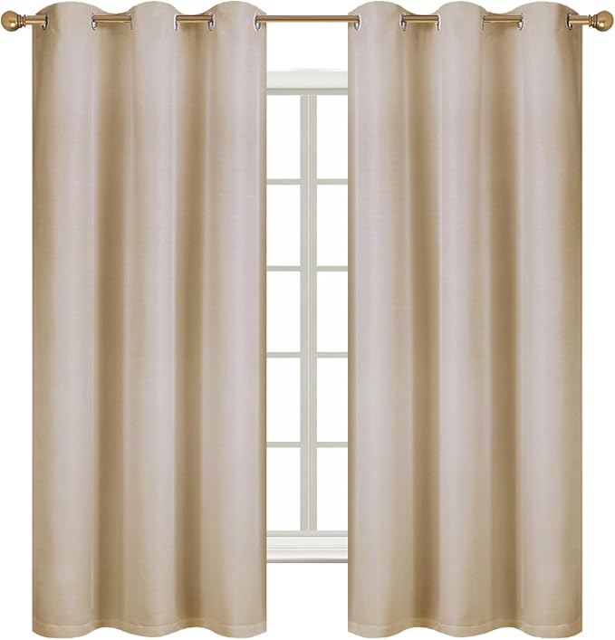 Diraysid 100% Blackout Curtains Beige Linen Curtains - Image 3