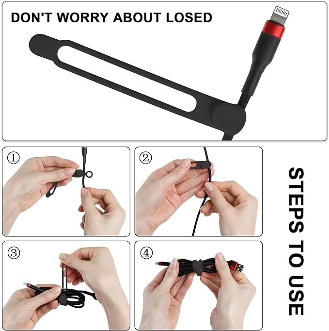 Silicone Cable Ties, Cord Organizer Cable Management | Reusable Cord Ties - Image 3