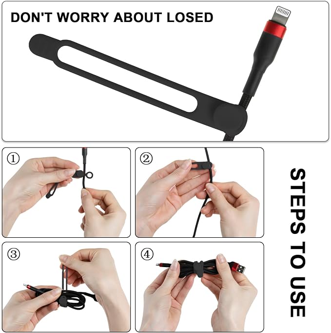 24Pcs Silicone Cable Ties, Cord Organizer Cable Management-Multi | Reusable - Image 3
