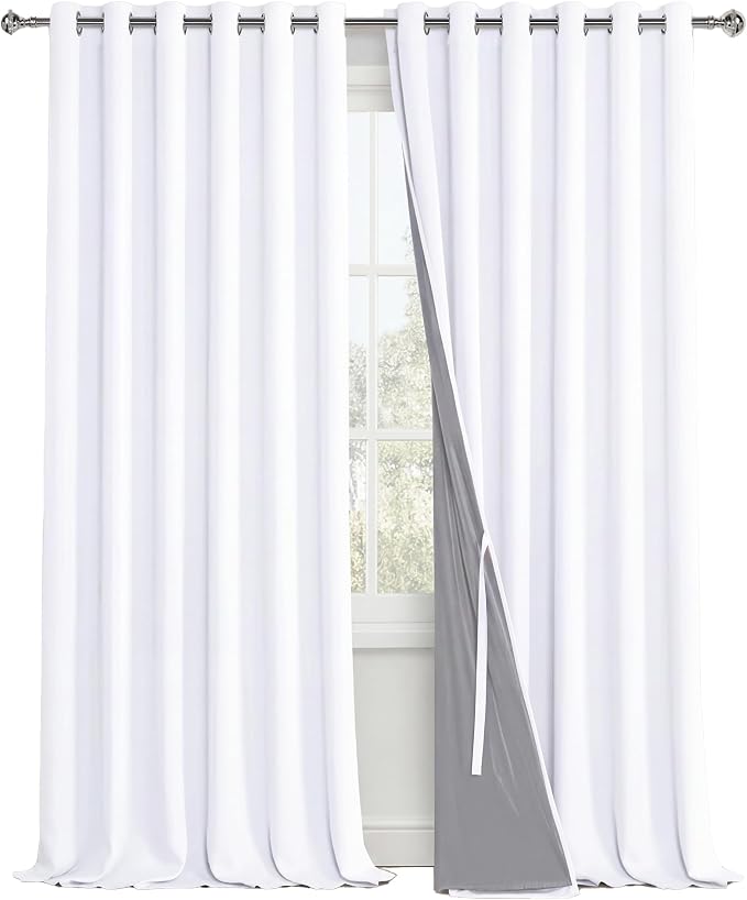 XWZO White 100% Blackout Curtains by XWZO