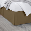 Twin Bed Skirt, Luxury 18 Inch Drop Taupe Pleated Bed Skirt, Double Brushed Microfiber, Box Pleat Design, Wrinkle & Fade Resistant, Easy Fit Tailored Bedskirt for Twin Size Beds