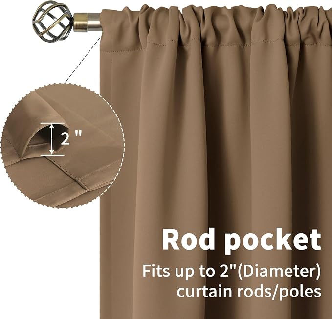 BGment Taupe Blackout Curtains 40 Inches Length - Image 3