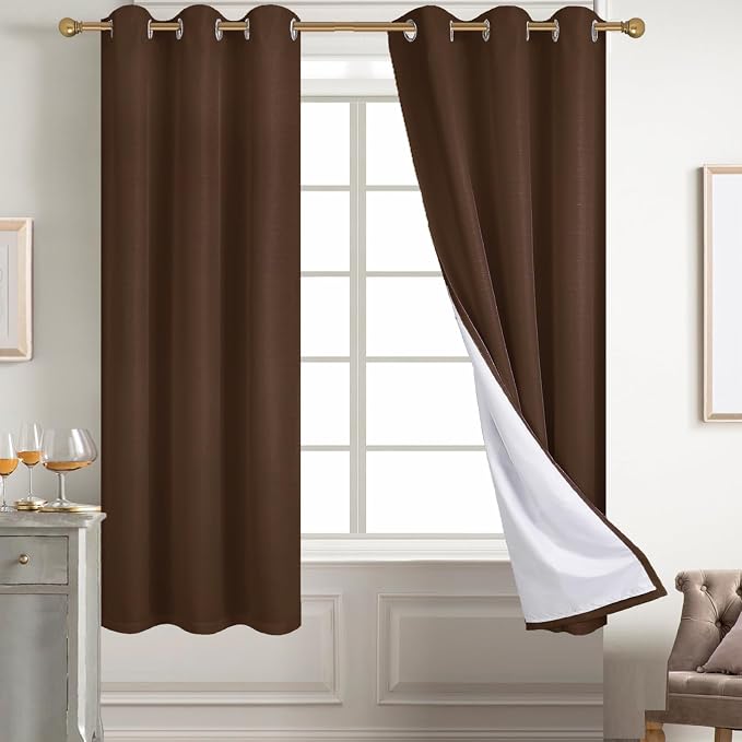 Diraysid 100% Blackout Curtains Chocolate Brown Linen Curtains by Diraysid%2C+refresh+your+life