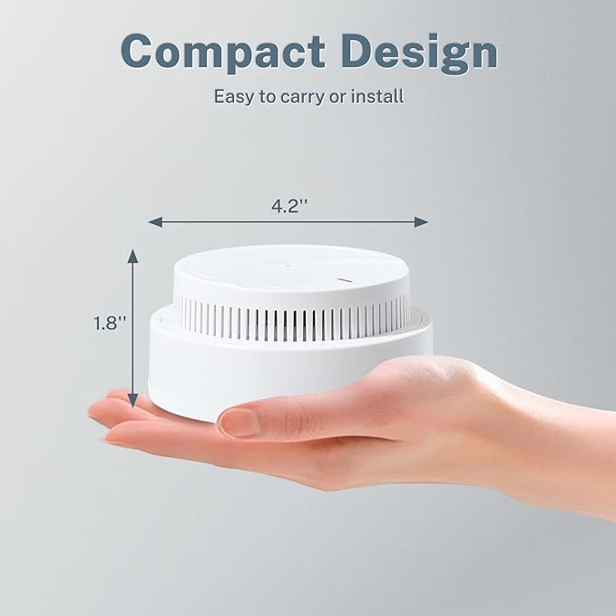 Smoke Detector 1 Pack,Fire Alarms Smoke Detectors with Photoelectric Technology with LED Lndicator and Test Button,Smoke Alarm for Home,Bedroom,Kitchen