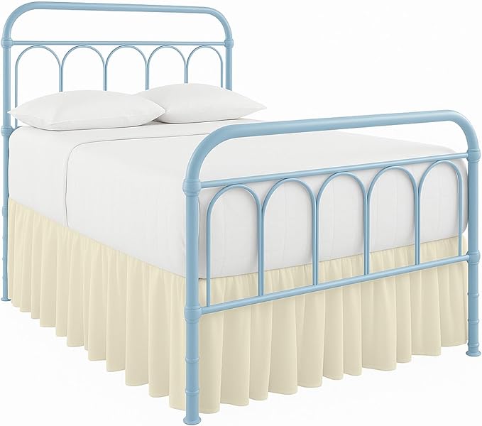 Ruffled Bed Skirt with Split Corners-Dust Ruffle - 16" Drop 100% Microfiber Soft,Sheen & Luxurious Look - Bed Skirts (Ivory -Full)