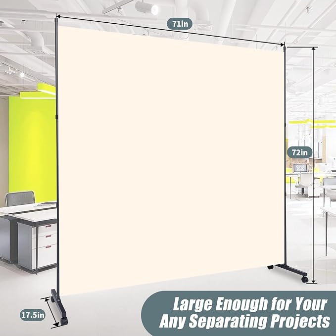 Room Divider 71'' Wide Partition Room Dividers, 1 Panel Wall Divider w/Wheel | - Image 5