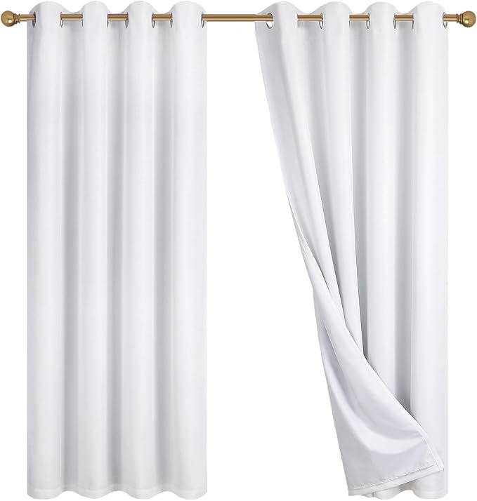 Diraysid 100% Blackout Curtains White Linen Curtains - Image 9