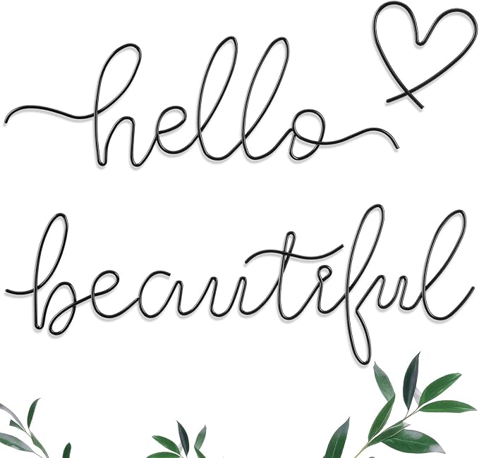 Hicarer Metal Hello Gorgeous Wall Art Minimalist Wall Decor, Beautiful | by Hicarer