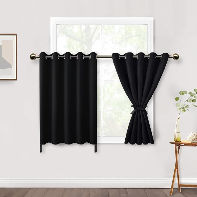 DWCN Black Short Blackout Curtains by DWCN