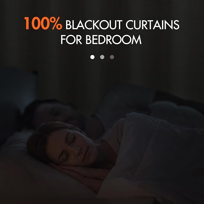 MIULEE 100% Blackout Curtains Linen Curtains & Drapes 84 Inches Long, Full - Image 2