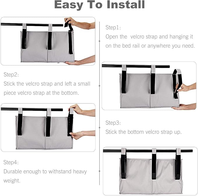 Bedside Caddy, Hanging Under Bed Storage Organizer Bag - Image 5