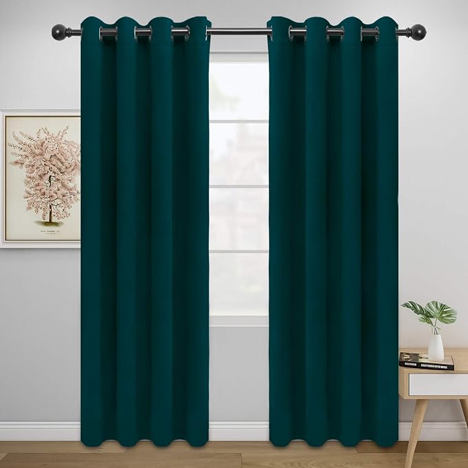 Easy-Going Thermal Grommet Blackout Curtains, 2 Panels 52x84 in, Deep Teal | by Easy-Going