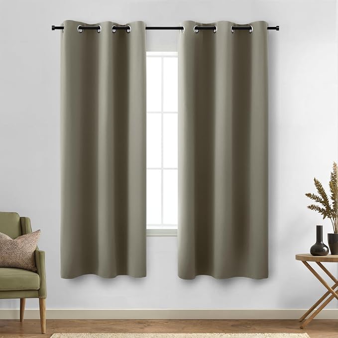 KOUFALL Taupe Curtains 63 Inch Length, 2 Panel Set, Light Brown by KOUFALL
