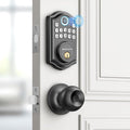 AkaGear DS10 Keyless Entry Door Lock with Door Knob, Fingerprint Door Lock, Electronic Keypad Deadbolt, Smart Door Lock, Smart Locks for Front Door, Auto-Lock - Matte Black