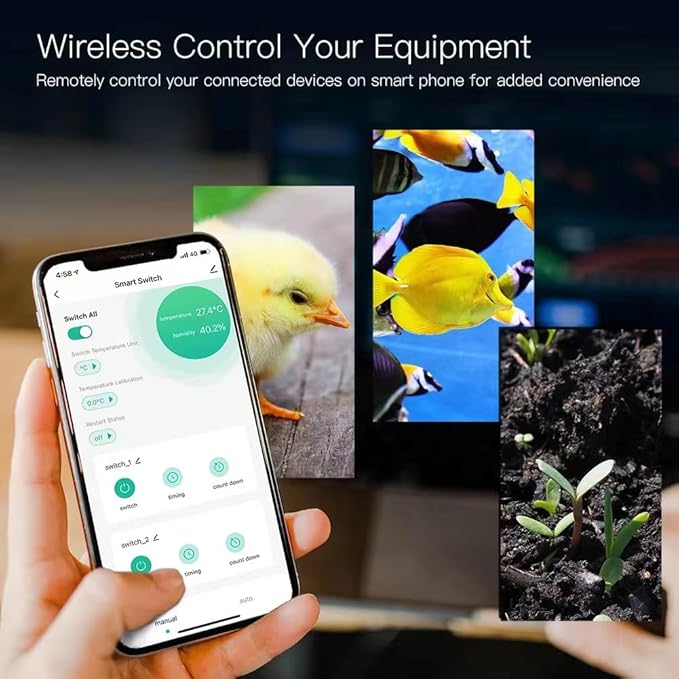 Yitouniu eWeLink WiFi Smart TH16 Switch 16A Temperature and Humidity Controller, Wireless Remote Control with Energy Consumption Monitoring, Compatible with Alexa Google Home