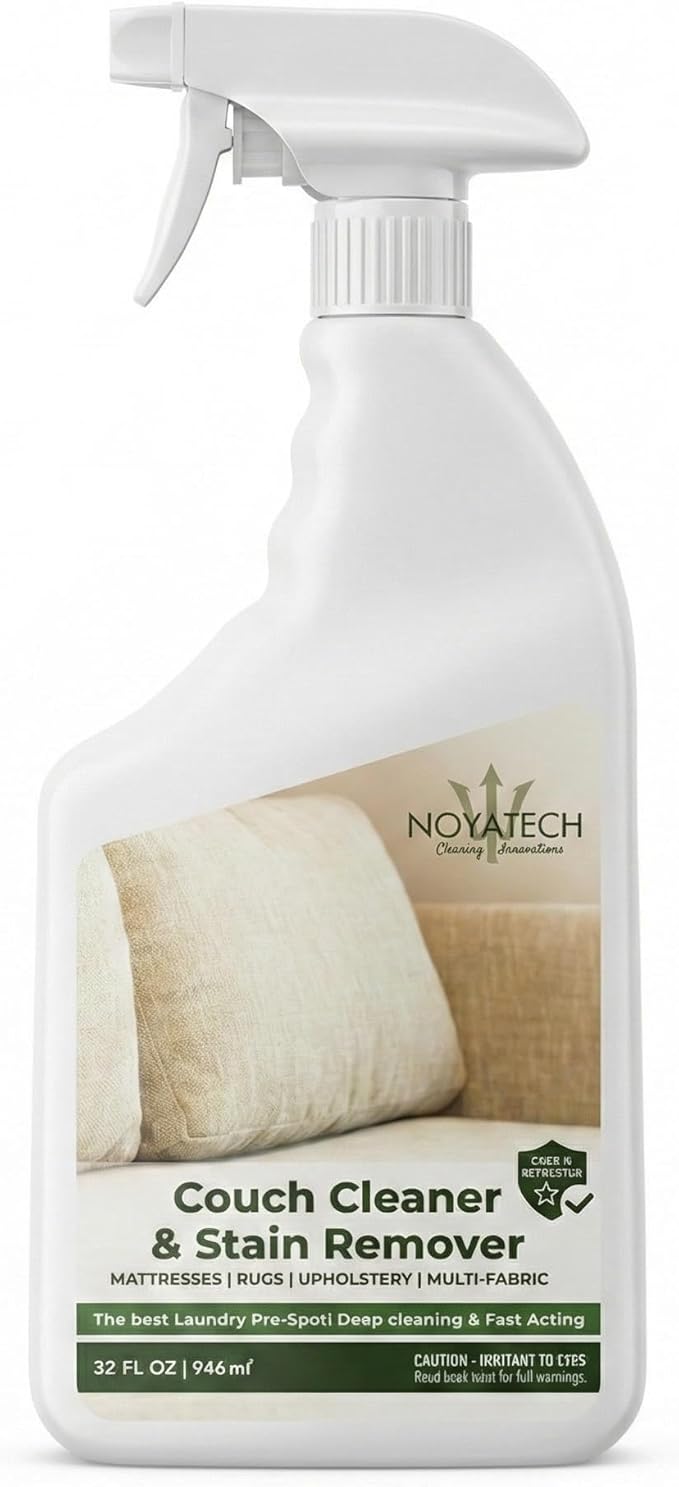 NOYATECH Couch Cleaner and Stain Remover Spray – Professional Strength, Multi-Surface Fabric and Upholstery Cleaner – Pet-Safe, Non-Toxic, Quick-Drying for Couches, Sofas & Car Interiors.
