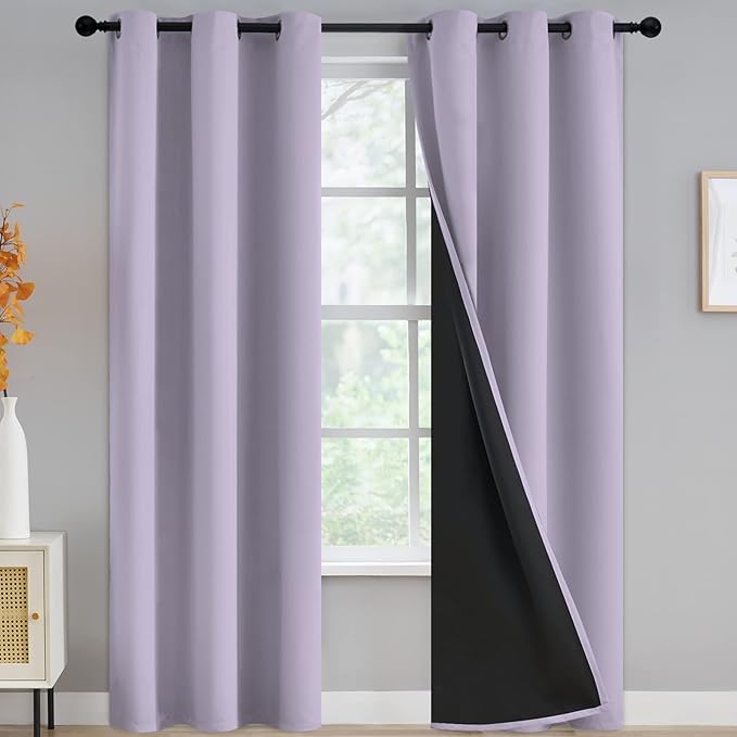 Yakamok Lilac Blackout Curtains 84 inches Long by Yakamok
