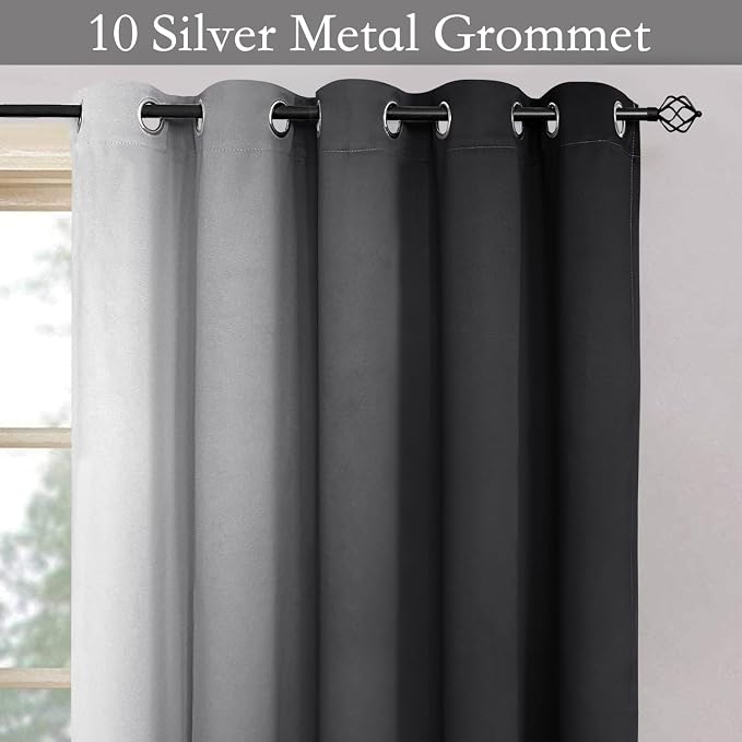 SimpleHome Ombre Black to Grey White Curtains - Image 5